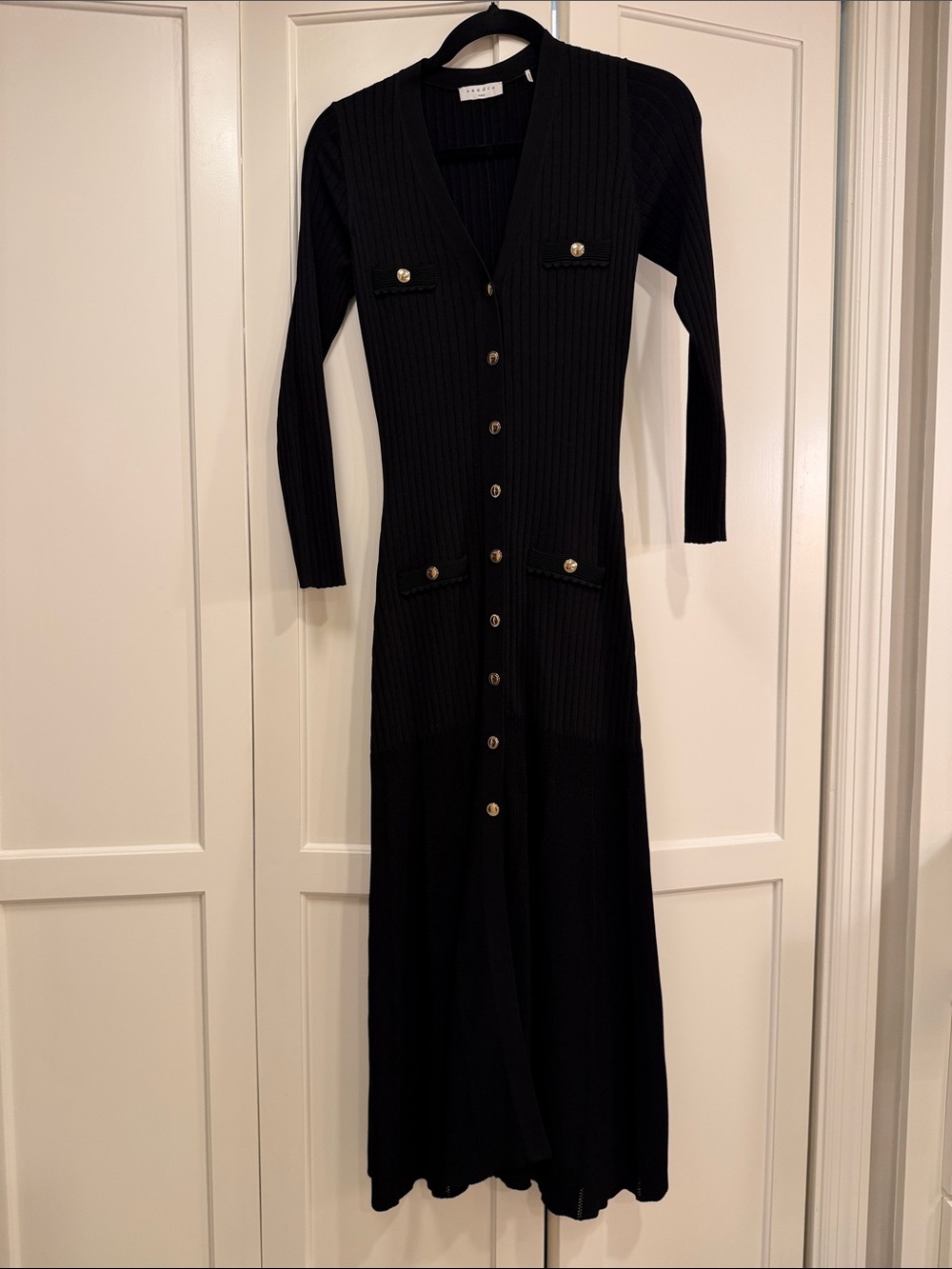 Sandro black ribbed dress